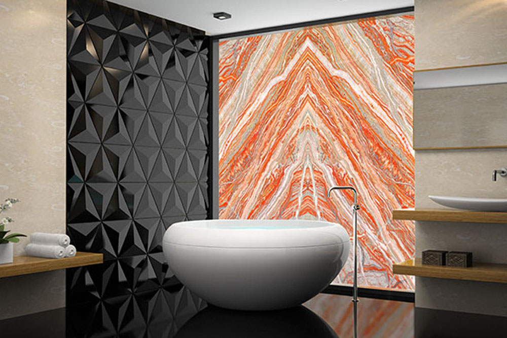 Bookmatched Master Shower Enclosure
